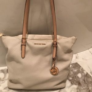 Michael Kors neutral leather shoulder bag